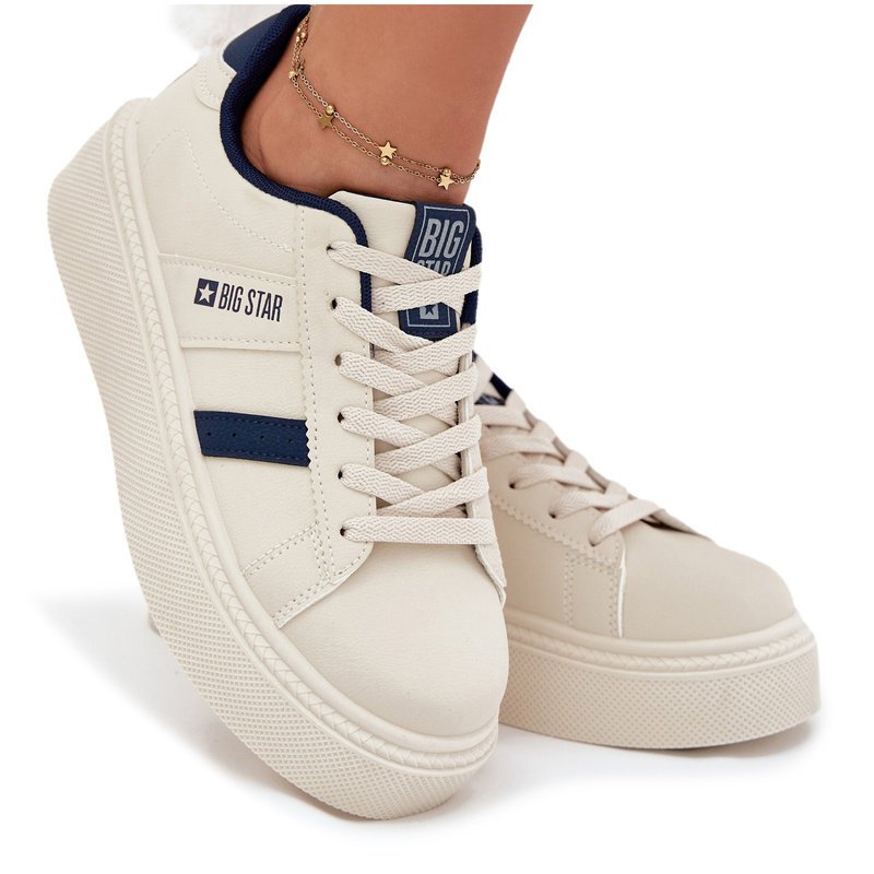 Sneakersy Damskie Na Platformie Big Star SS274347 Jasnobeżowe-40
