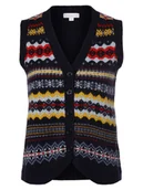 Kamizelki damskie - brookshire Damska kamizelka dzianinowa Kobiety Wełna niebieski|wielokolorowy wzorzysty, S - miniaturka - grafika 1