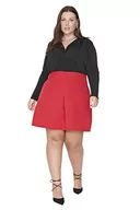 Spódnice - Trendyol Damska mini plisowana spódnica w rozmiarze plus size, Czerwony, 68 duże rozmiary - miniaturka - grafika 1