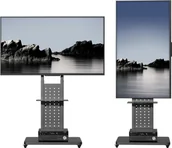 Uchwyty do telewizora - Stojak podłogowy WISFOR TV Stojak TV na kółkach, obracany o 90°, z regulacją wysokości, z 2 półkami na telewizory o przekątnej od 32" do 65" maks. VESA 600x400 mm - miniaturka - grafika 1
