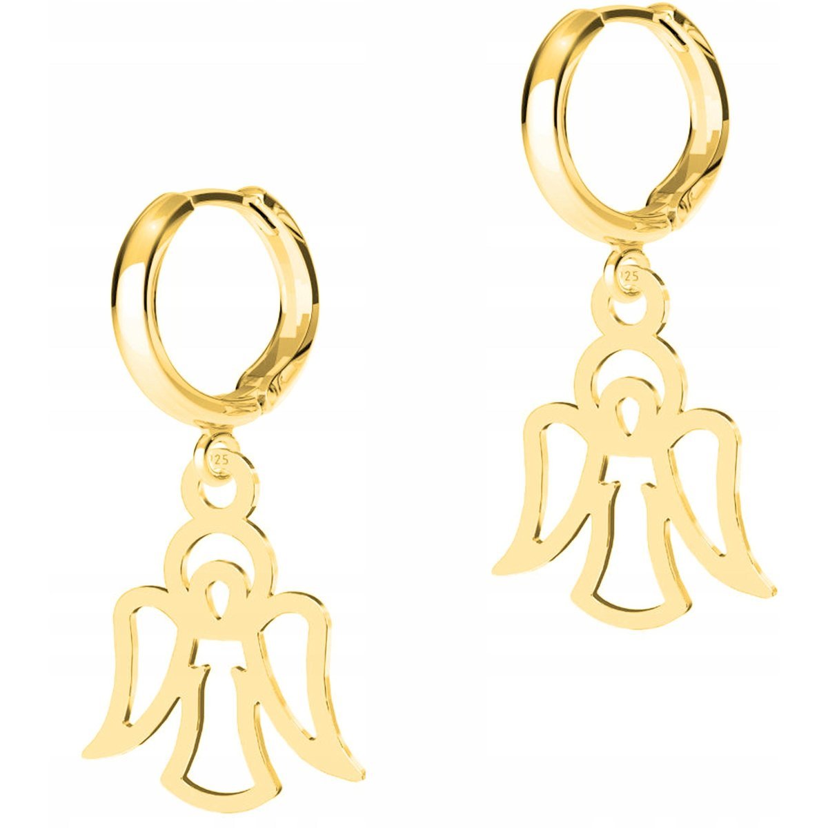 Złote Kolczyki Blaszki z Aniołami Anioły Aniołki Angel SREBRO 925