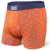 Majtki męskie - Bokserki męskie wygodne SAXX ULTRA Boxer Bref Fly w palmy - pomarańczowe - miniaturka - grafika 1