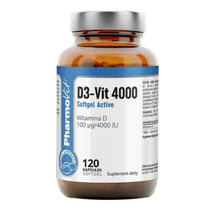 Pharmovit Witamina D3-Vit 4000 Softgel Active 120 kapsułek A877-217C6 - Witaminy i minerały - miniaturka - grafika 1