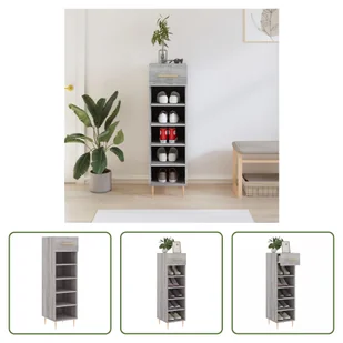 The Living Store Szafka na buty szara Sonoma 30x35x105 cm Materiał drewnopochodny - Szafki na buty - miniaturka - grafika 1