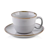 Filiżanki - Lumarko Lumarko Lumarko Cal Grey Filiżanka 280ml Ze Spodkiem 15cm szary+złoto - miniaturka - grafika 1