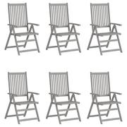Fotele i krzesła ogrodowe - vidaXL Rozkładane krzesła ogrodowe, 6 szt., szare, drewno akacjowe - miniaturka - grafika 1