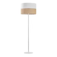 Lampy stojące - Euluna Lampa podłogowa Linobianco, klosz z tkaniny i juty - miniaturka - grafika 1