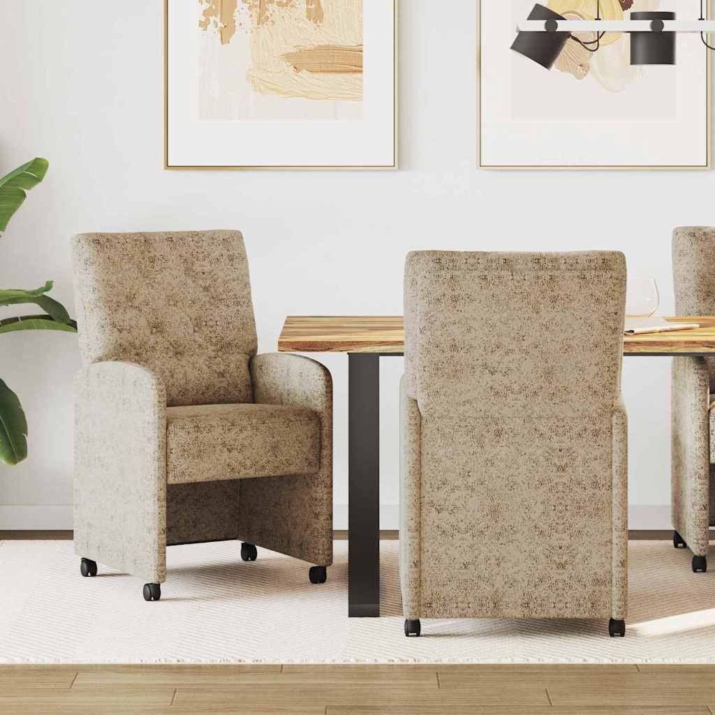 vidaXL Krzesła jadalne z kółkami 2 pcs Jasnoszary 58 x 67 x 97 cm