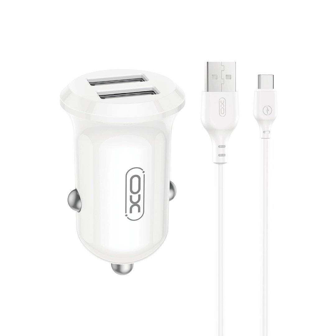 XO ŁADOWARKA SAMOCHODOWA CC67 12W 2X USB CZARNA + KABEL USB - USB-C