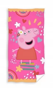 ŚWINKA PEPPA PIG Ręcznik kąpielowy plażowy bawełniany róż 70x140 - Okrycia kąpielowe dla dzieci - miniaturka - grafika 1