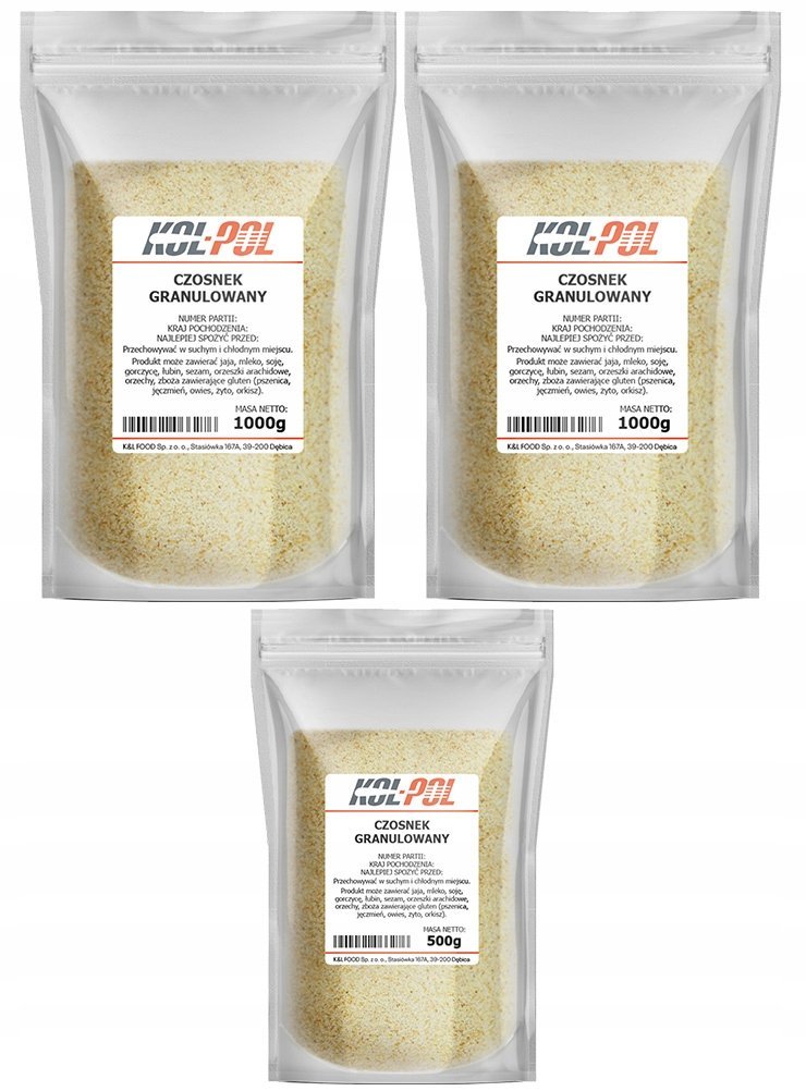 CZOSNEK GRANULOWANY 2,5kg Suszony naturalny aromatyczna przyprawa Kol-Pol