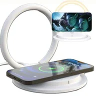 Ładowarki do telefonów - T-Phox Lampka nocna z ładowaniem bezprzewodowym do smartfona 15W, SL-603, biała - miniaturka - grafika 1