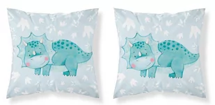Poszewka 40x40 Triceratops niebieski dinozaur niebieska dwustronna PSBA Mayamoo - Pościel dla dzieci - miniaturka - grafika 1