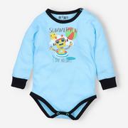 Body dla niemowląt - Turkusowe body niemowlęce SUMMER ROBOTS  z bawełny organicznej dla chłopca-80 - miniaturka - grafika 1