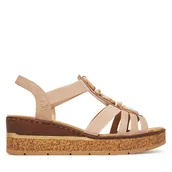 Sandały damskie - Sandały Rieker CEO-63778-31 Beżowy - miniaturka - grafika 1