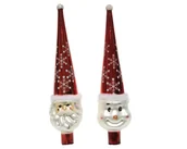 Ozdoby bożonarodzeniowe - Czerwony Szklany Czubek Szpic na choinkę Mikołaj Bałwan - miniaturka - grafika 1