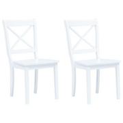 Krzesła - vidaXL Krzesła jadalniane, 2 szt., białe, lite drewno kauczukowca - miniaturka - grafika 1