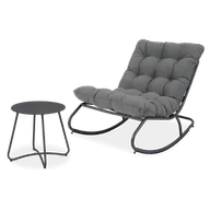 Meble ogrodowe - Fotel bujany tarasowy AGAVA z stolikem ART Light Beige - Focus Garden - miniaturka - grafika 1