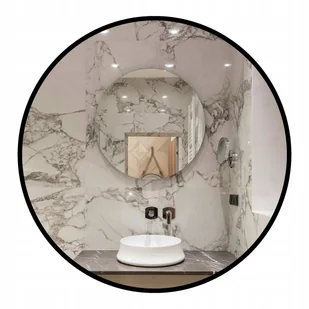 LUSTRO OKRĄGŁE DO ŁAZIENKI PRZEDPOKOJU CZARNE W RAMIE METALOWEJ 60 CM - Lustra - miniaturka - grafika 1