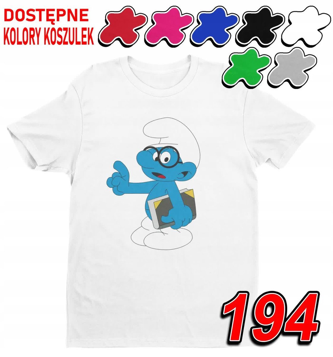 Dziecięca Koszulka T-Shirt Z Nadrukiem Duży Wybór Ważmiak Smerf- L 146-152