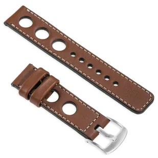moVear uStrap R1 Skórzany pasek do Garmin Fenix 6S / 5S - Pro, Plus, Solar (koperta 42mm) z adapterem QuickFit 20mm | Brązowy ze srebrnym przeszyciem - Akcesoria do pulsometrów i zegarków sportowych - miniaturka - grafika 1