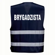 Odzież robocza - Kamizelka odblaskowa F474 PORTWEST S/M- granatowa z nadrukiem BRYGADZISTA - miniaturka - grafika 1