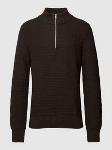 Sweter z dzianiny ze stójką i zamkiem błyskawicznym model ‘THIM’ - Swetry męskie - miniaturka - grafika 1