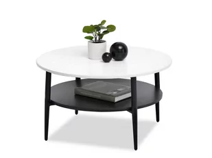 NOWOCZESNA ŁAWA KAWOWA RENNE XL BIAŁE DREWNO CZARNA PODSTAWA - Ławy i stoliki kawowe - miniaturka - grafika 1