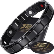 Bransolety męskie - Czarna Zdrowotna Bransoleta Męska Magnetyczna Moc - miniaturka - grafika 1