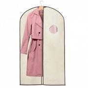 Pokrowce na ubrania - Pokrowiec na ubrania 130 cm garnitur z suwakiem i okienkiem kremowy - miniaturka - grafika 1