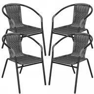 Fotele i krzesła ogrodowe - Krzesła ogrodowe 4 szt. metalowe, plecione krzesło na balkon szare zestaw Springos - miniaturka - grafika 1