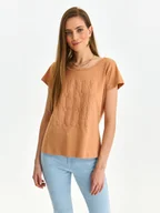 Koszulki i topy damskie - T-shirt damski beżowy - SPO6018BE t-shirt krótki rękaw - TOP SECRET - Odzieżowy sklep internetowy TOP SECRET - miniaturka - grafika 1
