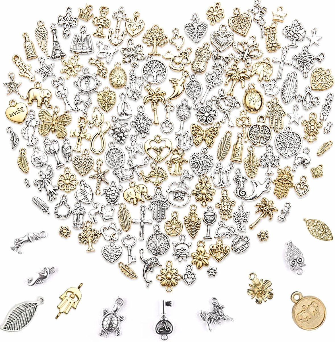 ZAWIESZKI CHARMS 200 SZTUK BIŻUTERIA DIY BRANSOLETKI NASZYJNIKI KOLCZYKI