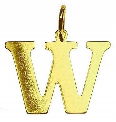 Literka W duża złota zawieszka litera W srebro 925 pokryte 24K złotem
