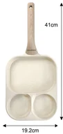 Patelnie - Patelnia prostokątna z powłoką nieprzywieralną, 3 sekcje, beżowa z drewnianą rączką, 41x19,2x2,8cm, Klausberg, KB-7829 - miniaturka - grafika 1