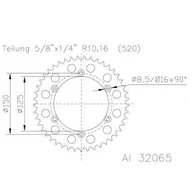 Części motocyklowe - Corona plato Transmision ESJOT Aluminio negro 51-32065-44BP dientes - miniaturka - grafika 1