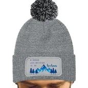 Czapki damskie - CZAPKA POMPON Bawełna ZIMOWA Szara Dla Miłośnika Gór KOCHAM GÓRY Wzory - miniaturka - grafika 1