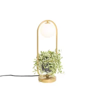 Lampy stojące - QAZQA Lampa stołowa art deco złota z białym szkłem - Isabella - miniaturka - grafika 1