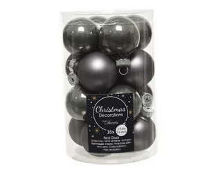 Małe bombki na choinkę szklane szare 3,5cm 16sztuk - Bombki - miniaturka - grafika 1