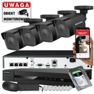 Zestaw do monitoringu 4 czarne kamery IP Hikvision IPCAM-B4 4Mpx