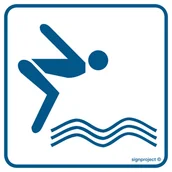 Systemy ekspozycyjne i znaki informacyjne - RC006 BASEN PŁYWACKI Z WIEŻĄ DO SKOKÓW, PN - PŁYTA PCV 1MM; (300X300MM) - miniaturka - grafika 1