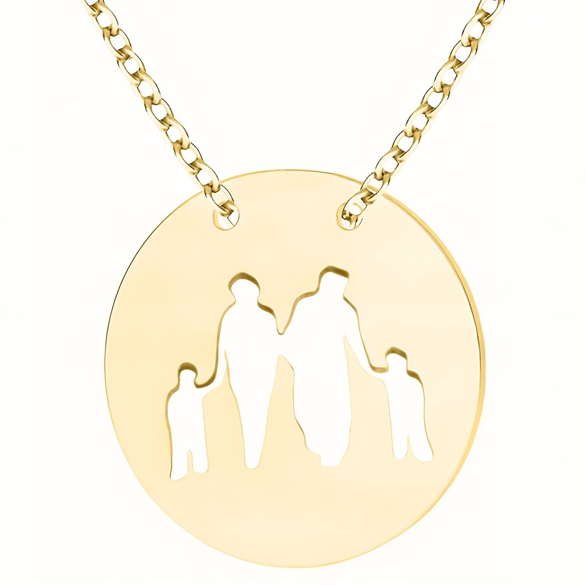 Złoty Naszyjnik z Blaszką Rodzina Matka z Dzieckiem Koło Kółko SREBRO 925