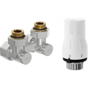 Mexen G02 zestaw termostatyczny dwururowy DN50, kątowy 1/2"x16 mm, nikiel - W911-016-928-01 - Zawory i kraniki - miniaturka - grafika 1