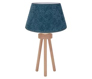 Lampa stołowa BOUCLE 1xE27/15W/230V turkusowy/drewno - Lampy stojące - miniaturka - grafika 1