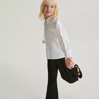 Spodnie i spodenki dla dziewczynek - Reserved - Spodnie z wiskozą - Czarny - grafika 1