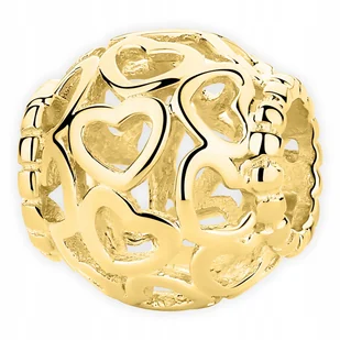 Złoty Charms Serca Hearts Ażurowy Koralik Serduszko Serca SREBRO 925 - Bransoletki - miniaturka - grafika 1