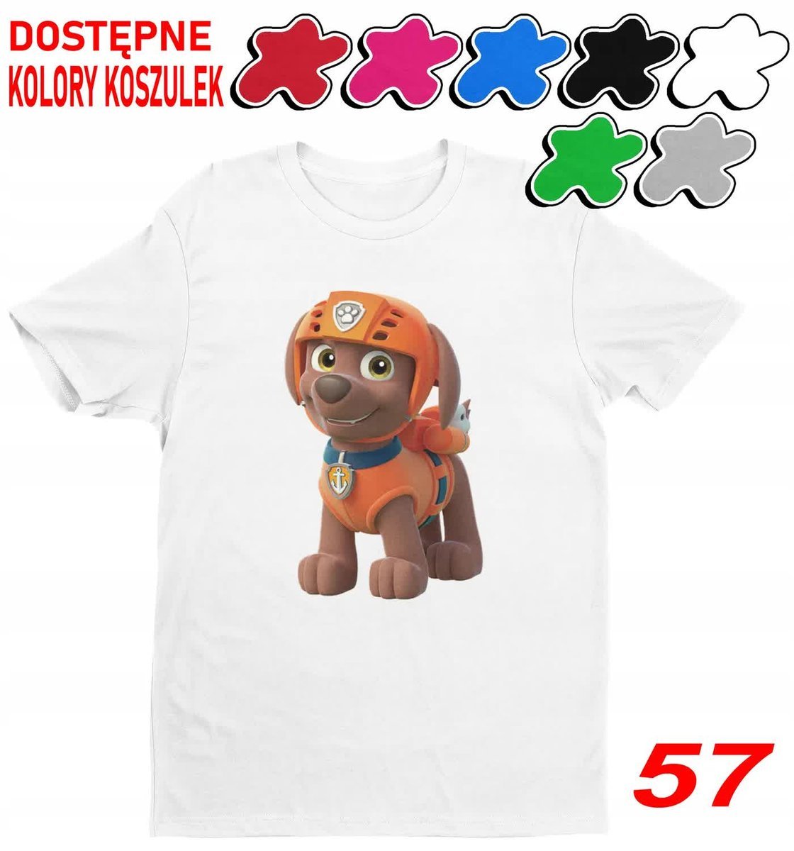 Dziecięca Koszulka Z Nadru- Wybór Psi Patrol Zuma Rubble Everest-M 134-140