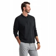 Koszulki męskie - Wygodny męski longsleeve polo czarny premium Ombre OM-POLS-0130 V8 r. S - miniaturka - grafika 1