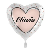 Balony i akcesoria - Balon imienny foliowy Oliwia serce pakowany 43 cm - miniaturka - grafika 1