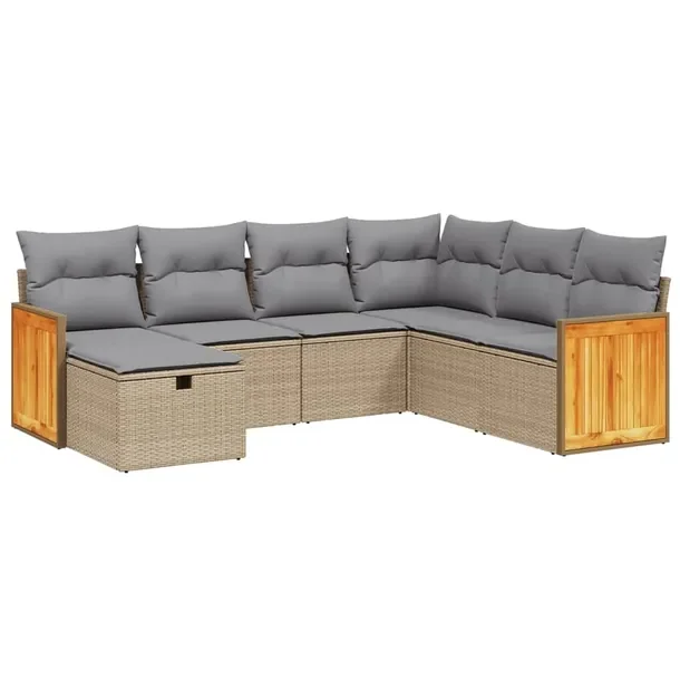 Zestaw mebli ogrodowych modułowych, mieszany beżowy, rattan PE, wymiary: